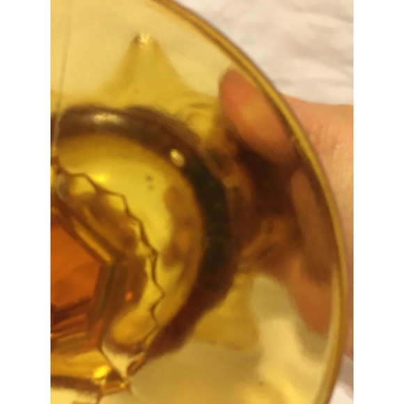 ATTERBURY SCROLL AMBER SMALL OPEN CRIMPED COMPOTE IMPERIAL 1960’S - Picture 2 of 7